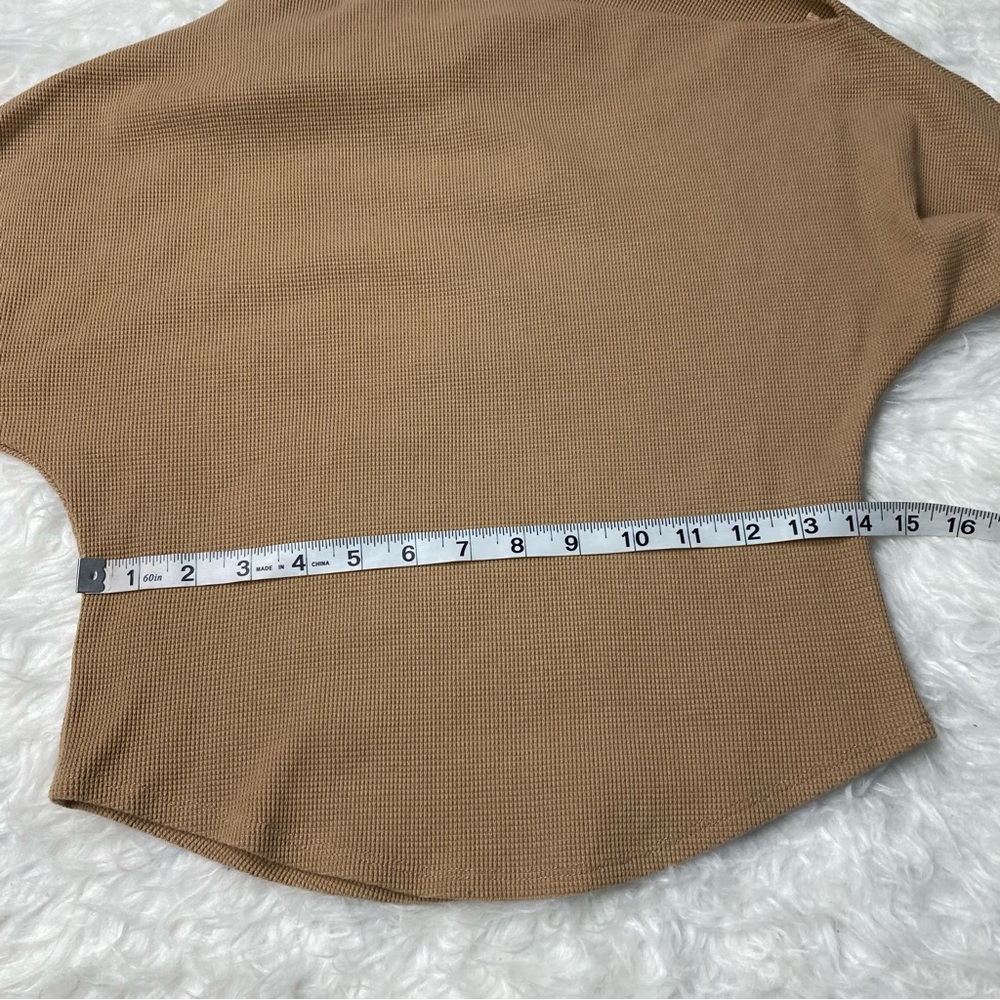 Free People We The Free Size XS Fuji Thermal Long Sleeve Off Shoulder Top Tan - Picture 8 of 10